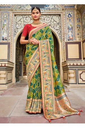 Green Pure Dola Designer Saree
